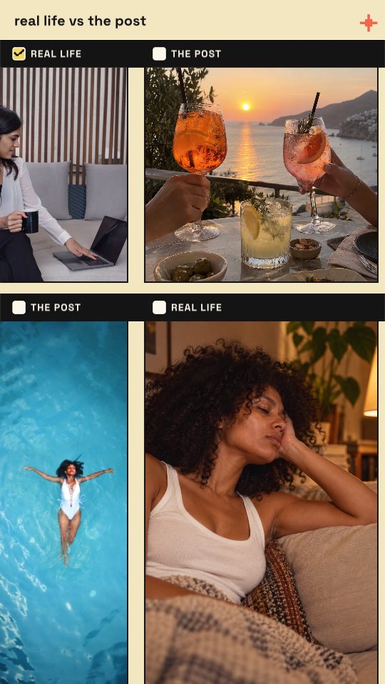 Real vs Post, a story template