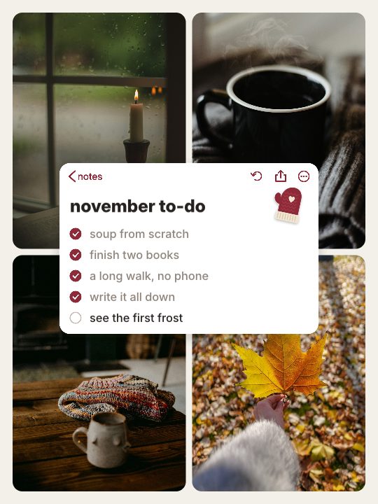 November Notes, a carousel template, 6 pages
