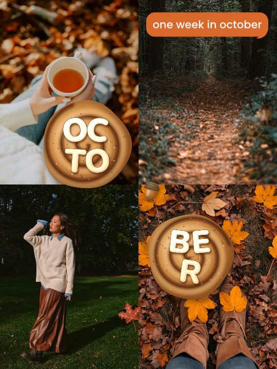 Week in October, a carousel template, 6 pages